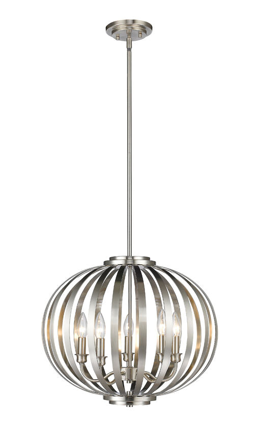Z-Lite Moundou 20" 5-Light Brushed Nickel Steel Pendant Light