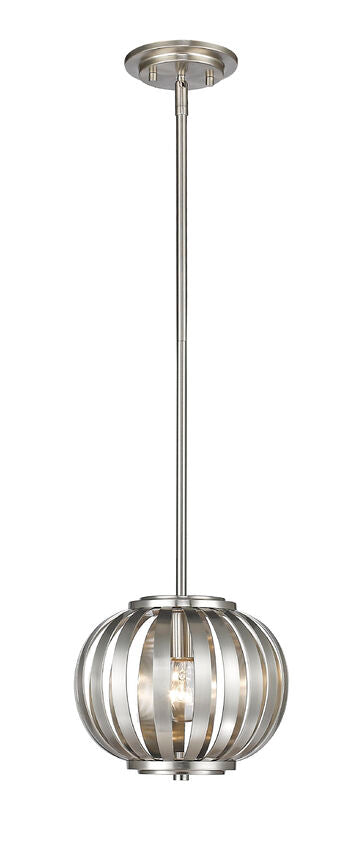 Z-Lite Moundou 8" 1-Light Brushed Nickel Steel Pendant Light