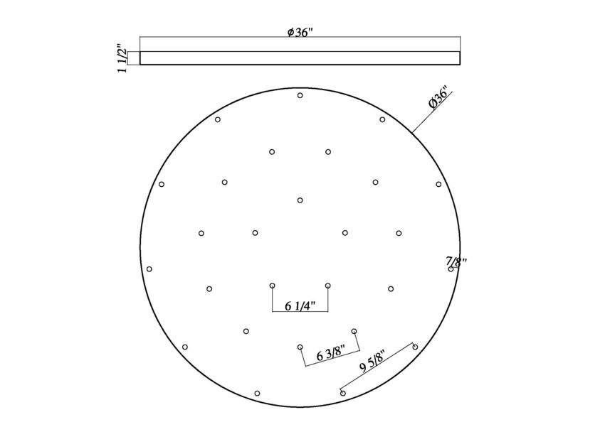 Z-Lite Multi Point Canopy 36" Modern Gold Steel Ceiling Plate