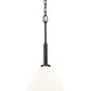 Z-Lite Naya 1-Light Medium Bulb Base Matte Black Steel Frame Matte Opal Glass Shade Pendant Light