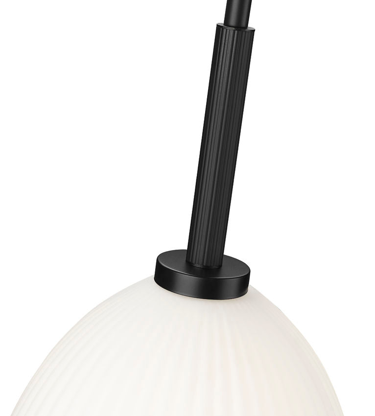 Z-Lite Naya 1-Light Medium Bulb Base Matte Black Steel Frame Matte Opal Glass Shade Pendant Light