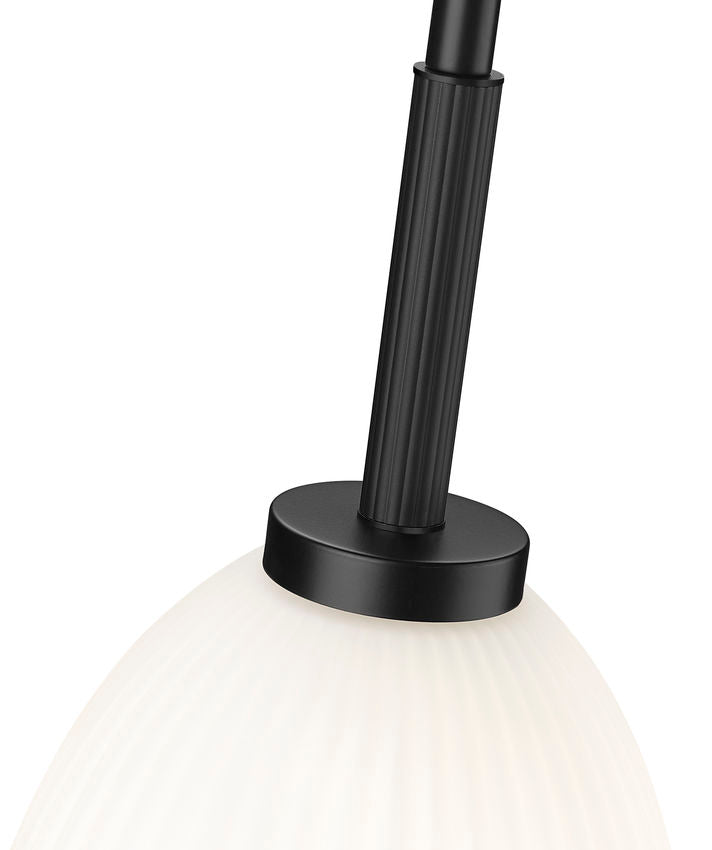 Z-Lite Naya 1-Light Medium Bulb Base Matte Black Steel Frame Matte Opal Glass Shade Pendant Light