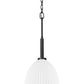 Z-Lite Naya 1-Light Medium Bulb Base Matte Black Steel Frame Matte Opal Glass Shade Pendant Light