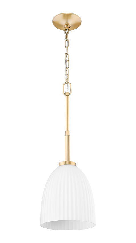 Z-Lite Naya 1-Light Medium Bulb Base Modern Gold Steel Frame Matte Opal Glass Shade Pendant Light