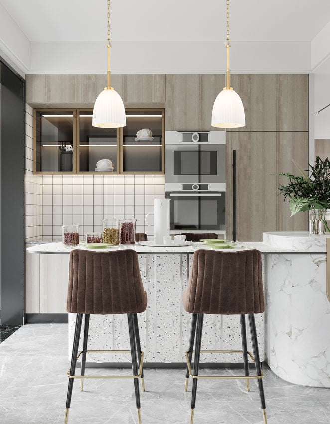 Z-Lite Naya 1-Light Medium Bulb Base Modern Gold Steel Frame Matte Opal Glass Shade Pendant Light
