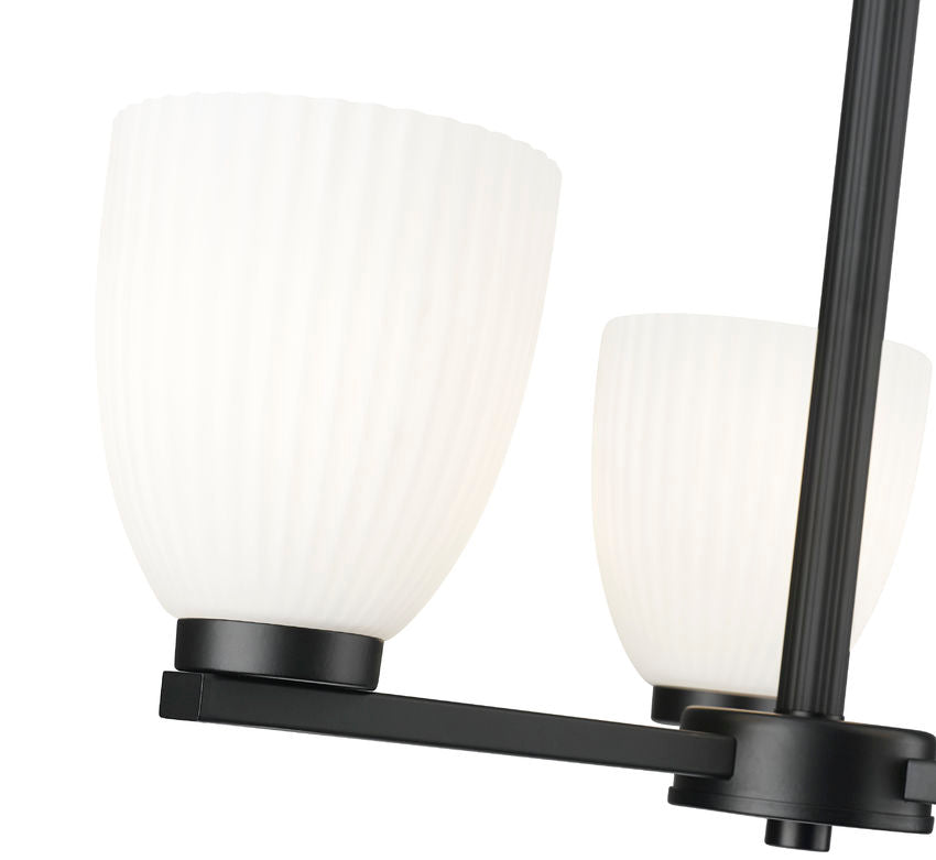 Z-Lite Naya 3-Light Medium Bulb Base Matte Black Steel Frame Matte Opal Glass Shade Chandelier