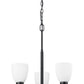 Z-Lite Naya 3-Light Medium Bulb Base Matte Black Steel Frame Matte Opal Glass Shade Chandelier