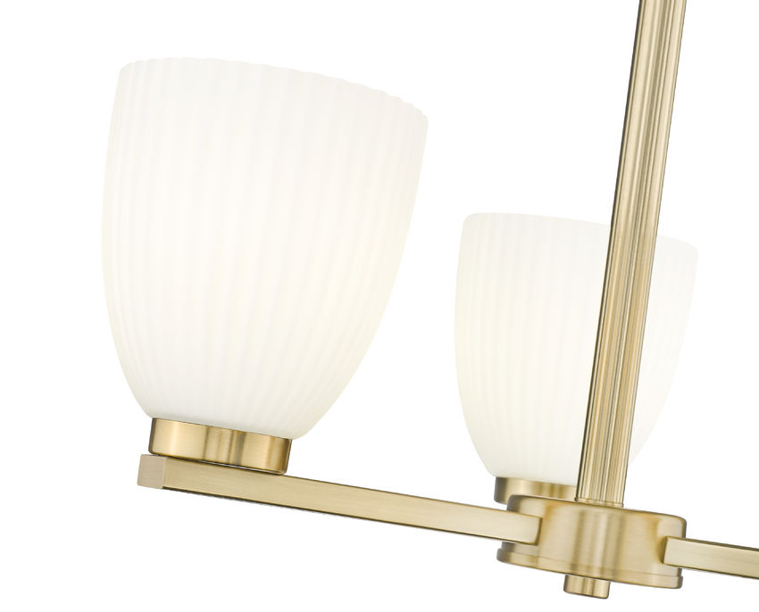Z-Lite Naya 3-Light Medium Bulb Base Modern Gold Steel Frame Matte Opal Glass Shade Chandelier