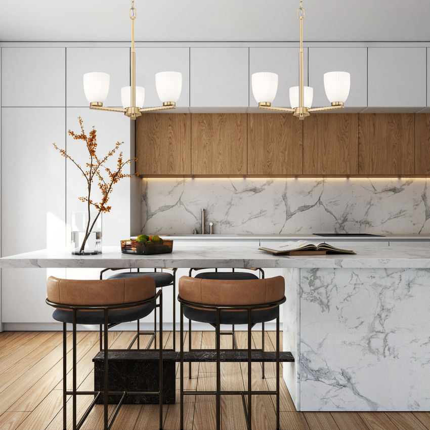 Z-Lite Naya 3-Light Medium Bulb Base Modern Gold Steel Frame Matte Opal Glass Shade Chandelier