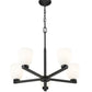 Z-Lite Naya 5-Light Medium Bulb Base Matte Black Steel Frame Matte Opal Glass Shade Chandelier