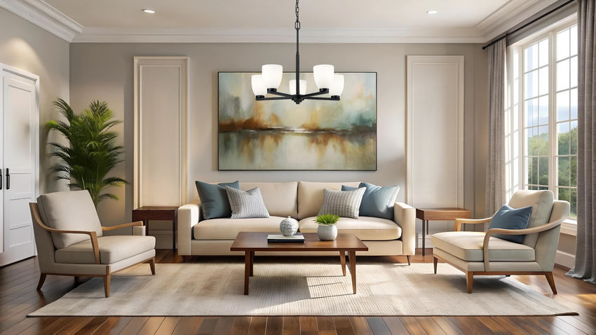 Z-Lite Naya 5-Light Medium Bulb Base Matte Black Steel Frame Matte Opal Glass Shade Chandelier