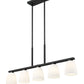 Z-Lite Naya 5-Light Medium Bulb Base Matte Black Steel Frame Matte Opal Glass Shade Linear Chandelier