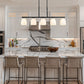 Z-Lite Naya 5-Light Medium Bulb Base Matte Black Steel Frame Matte Opal Glass Shade Linear Chandelier