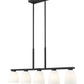Z-Lite Naya 5-Light Medium Bulb Base Matte Black Steel Frame Matte Opal Glass Shade Linear Chandelier