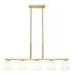 Z-Lite Naya 5-Light Medium Bulb Base Modern Gold Steel Frame Matte Opal Glass Shade Linear Chandelier