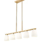 Z-Lite Naya 5-Light Medium Bulb Base Modern Gold Steel Frame Matte Opal Glass Shade Linear Chandelier