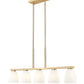 Z-Lite Naya 5-Light Medium Bulb Base Modern Gold Steel Frame Matte Opal Glass Shade Linear Chandelier