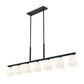 Z-Lite Naya 7-Light Medium Bulb Base Matte Black Steel Frame Matte Opal Glass Shade Linear Chandelier