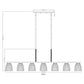 Z-Lite Naya 7-Light Medium Bulb Base Matte Black Steel Frame Matte Opal Glass Shade Linear Chandelier