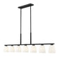 Z-Lite Naya 7-Light Medium Bulb Base Matte Black Steel Frame Matte Opal Glass Shade Linear Chandelier
