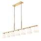 Z-Lite Naya 7-Light Medium Bulb Base Modern Gold Steel Frame Matte Opal Glass Shade Linear Chandelier