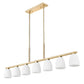 Z-Lite Naya 7-Light Medium Bulb Base Modern Gold Steel Frame Matte Opal Glass Shade Linear Chandelier