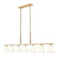 Z-Lite Naya 7-Light Medium Bulb Base Modern Gold Steel Frame Matte Opal Glass Shade Linear Chandelier