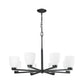 Z-Lite Naya 8-Light Medium Bulb Base Matte Black Steel Frame Matte Opal Glass Shade Chandelier