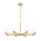 Z-Lite Naya 8-Light Medium Bulb Base Modern Gold Steel Frame Matte Opal Glass Shade Chandelier