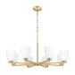 Z-Lite Naya 8-Light Medium Bulb Base Modern Gold Steel Frame Matte Opal Glass Shade Chandelier