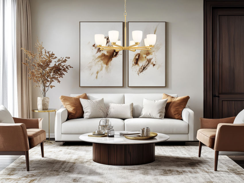 Z-Lite Naya 8-Light Medium Bulb Base Modern Gold Steel Frame Matte Opal Glass Shade Chandelier