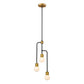 Z-Lite Neutra 12" 3-Light Matte Black and Foundry Brass Chandelier With Opal Glass Shade