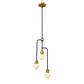 Z-Lite Neutra 12" 3-Light Matte Black and Foundry Brass Chandelier With Opal Glass Shade