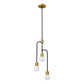 Z-Lite Neutra 12" 3-Light Matte Black and Foundry Brass Chandelier With Opal Glass Shade