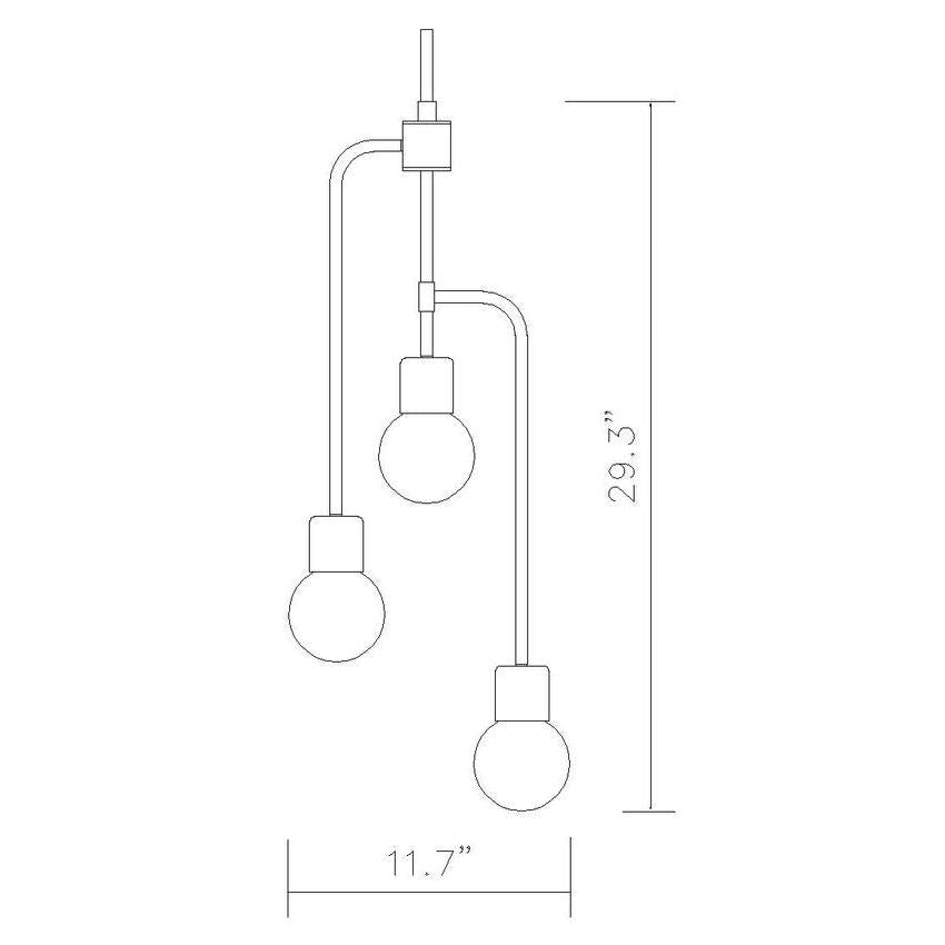 Z-Lite Neutra 12" 3-Light Matte Black and Foundry Brass Chandelier With Opal Glass Shade