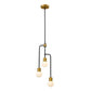 Z-Lite Neutra 12" 3-Light Matte Black and Foundry Brass Chandelier With Opal Glass Shade