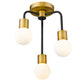 Z-Lite Neutra 14" 3-Light Matte Black and Foundry Brass Semi Flush Mount With Opal Glass Shade