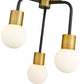 Z-Lite Neutra 14" 3-Light Matte Black and Foundry Brass Semi Flush Mount With Opal Glass Shade