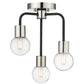 Z-Lite Neutra 14" 3-Light Matte Black and Polished Nickel Semi Flush Mount With Clear Glass Shade