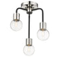 Z-Lite Neutra 14" 3-Light Matte Black and Polished Nickel Semi Flush Mount With Clear Glass Shade