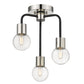 Z-Lite Neutra 14" 3-Light Matte Black and Polished Nickel Semi Flush Mount With Clear Glass Shade