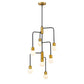 Z-Lite Neutra 23" 7-Light Matte Black and Foundry Brass Chandelier With Opal Glass Shade