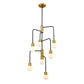 Z-Lite Neutra 23" 7-Light Matte Black and Foundry Brass Chandelier With Opal Glass Shade