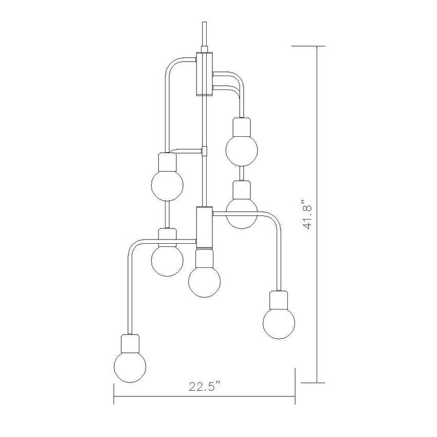 Z-Lite Neutra 23" 7-Light Matte Black and Foundry Brass Chandelier With Opal Glass Shade