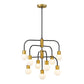 Z-Lite Neutra 27" 9-Light Matte Black and Foundry Brass Chandelier With Opal Glass Shade