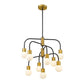 Z-Lite Neutra 27" 9-Light Matte Black and Foundry Brass Chandelier With Opal Glass Shade