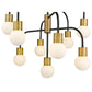 Z-Lite Neutra 27" 9-Light Matte Black and Foundry Brass Chandelier With Opal Glass Shade