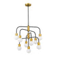 Z-Lite Neutra 27" 9-Light Matte Black and Foundry Brass Chandelier With Opal Glass Shade