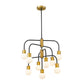 Z-Lite Neutra 27" 9-Light Matte Black and Foundry Brass Chandelier With Opal Glass Shade