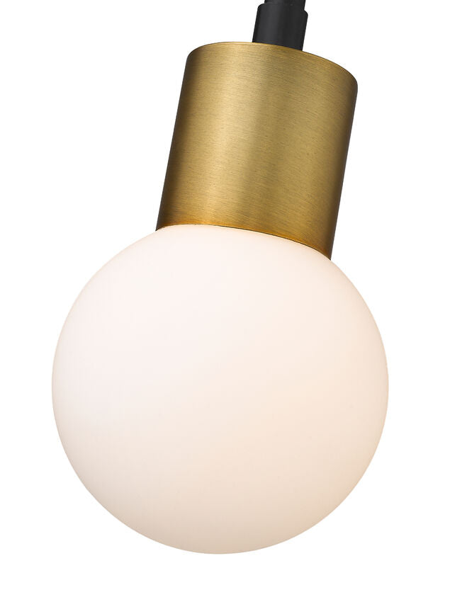 Z-Lite Neutra 6" 1-Light Matte Black and Foundry Brass Mini Pendant Light With Opal Glass Shade